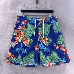 Polo Ralph Lauren Swim Trunks Mens Size Large Blue Tropical Hawaiian Floral
